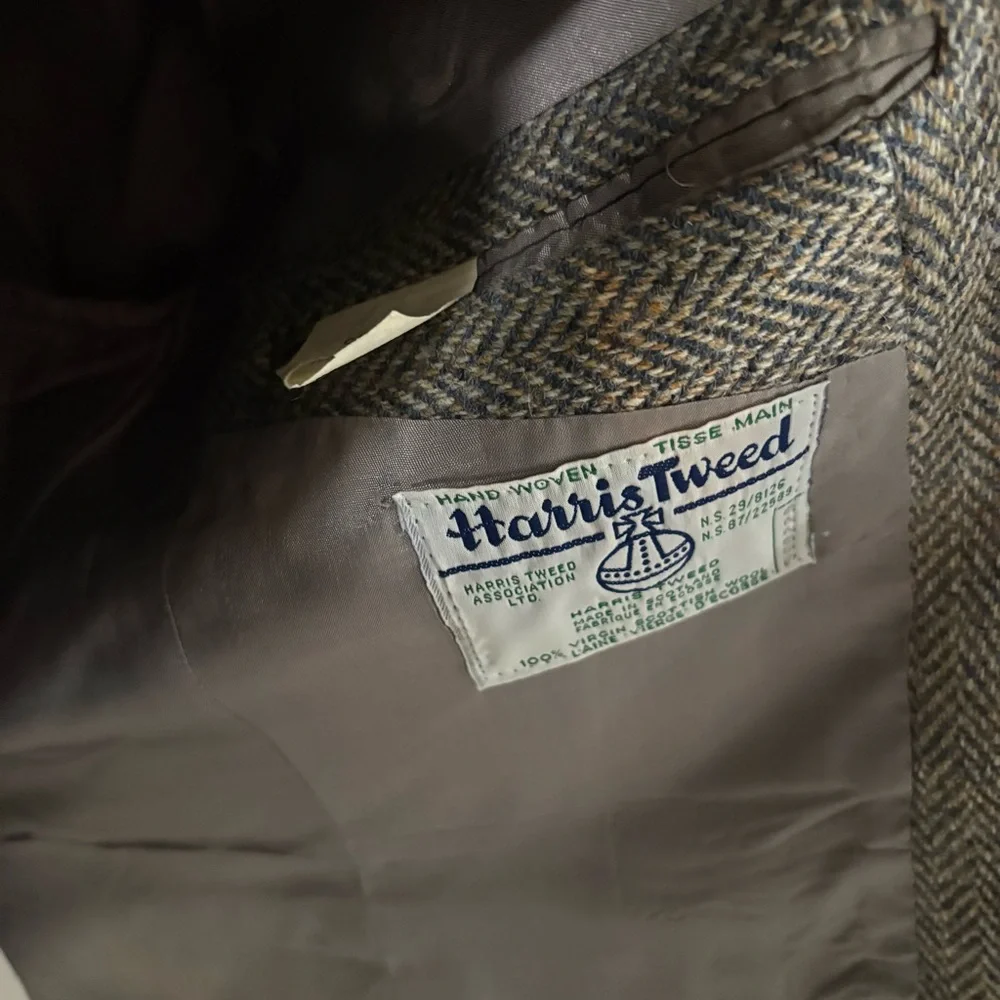 Vintage Harris Tweed Herringbone blazer Jacket Dark Academia / Preppy - Picture 9 of 9